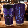 Camellia Personalized Purple Butterfly Heart Galaxy Graphics Stainless Steel Tumbler - Double-Walled Insulation Thermal Cup With Lid Gift For Memorial Day