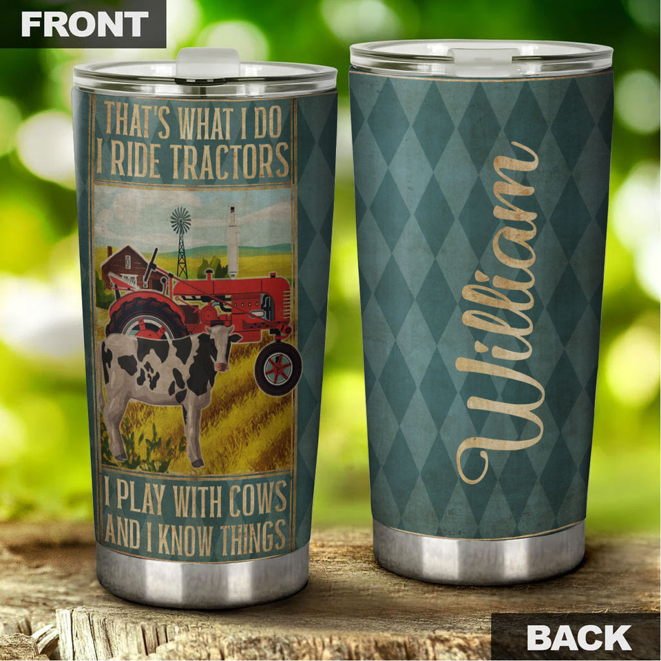 Personalized That's What I Do Ride Tractors Farming Stainless - General Tumbler view #5