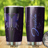 Camellia Personalized Purple Butterfly Heart Galaxy Graphics Stainless Steel Tumbler - Double-Walled Insulation Thermal Cup With Lid Gift For Memorial Day