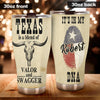Camellia Personalized Longhorn Texas Blend Of Valor And Swagger Stainless Steel Tumbler - Double-Walled Insulation Travel Thermal Cup With Lid Gift For Texas Cowboy American