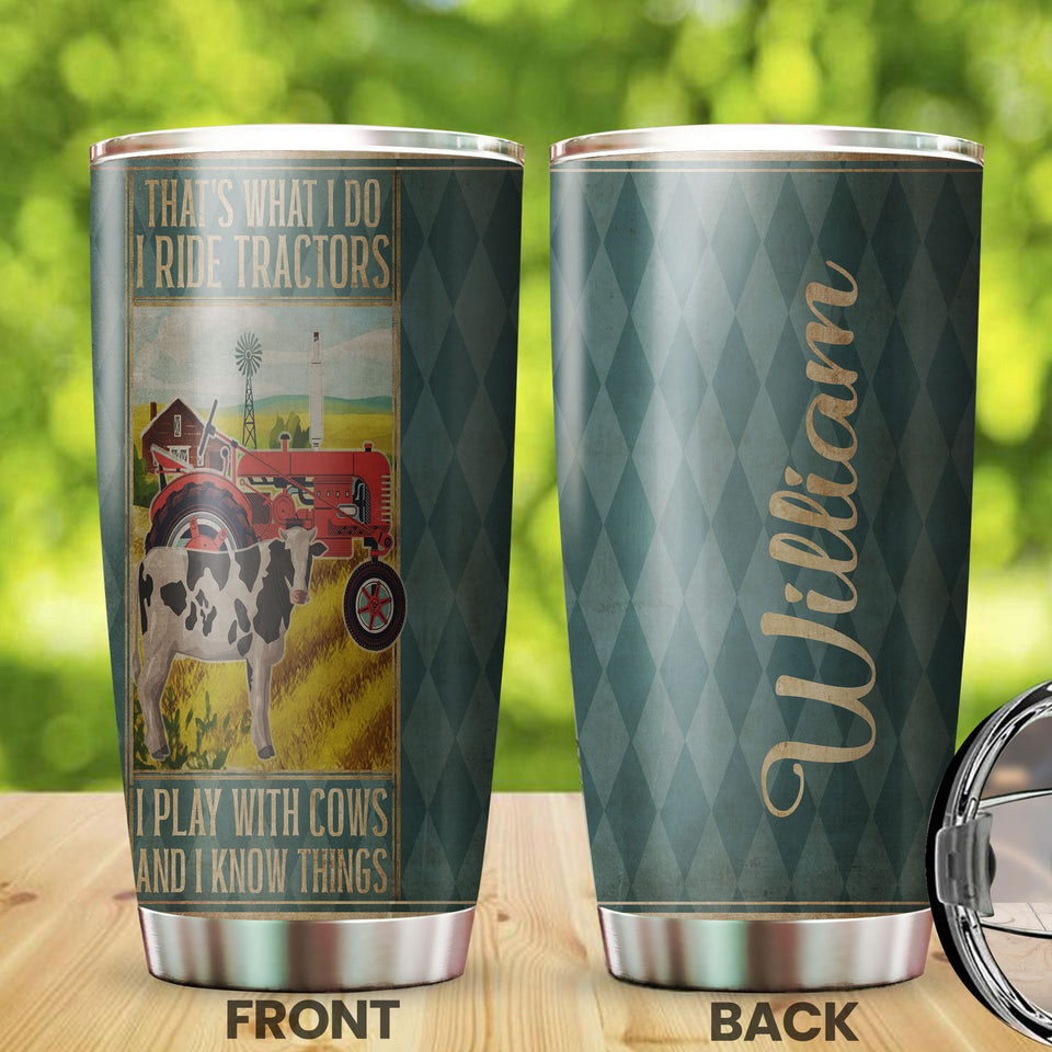 Personalized That's What I Do Ride Tractors Farming Stainless - General Tumbler view #7