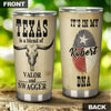 Camellia Personalized Longhorn Texas Blend Of Valor And Swagger Stainless Steel Tumbler - Double-Walled Insulation Travel Thermal Cup With Lid Gift For Texas Cowboy American