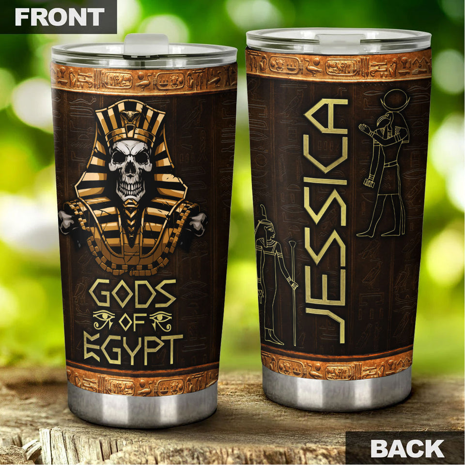 Camellia Personalized Ancient Pharaoh Gods Of Egypt Stainless Steel Tumbler - Double-Walled Insulation Thermal Cup With Lid Gift For Dad