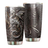 Camellia Personalized Viking Berserker Dragon Metal Style Graphic Stainless Steel Tumbler - Double-Walled Insulation Travel Thermal Cup With Lid Gift For Viking Lover