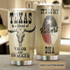 Camellia Personalized Longhorn Texas Blend Of Valor And Swagger Stainless Steel Tumbler - Double-Walled Insulation Travel Thermal Cup With Lid Gift For Texas Cowboy American