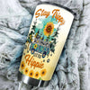 Camellia Personalized Sunflower Stay Trippy Little Hippie Stainless Steel Tumbler - Double-Walled Insulation Travel Thermal Cup With Lid Gift For Hippie Hipster