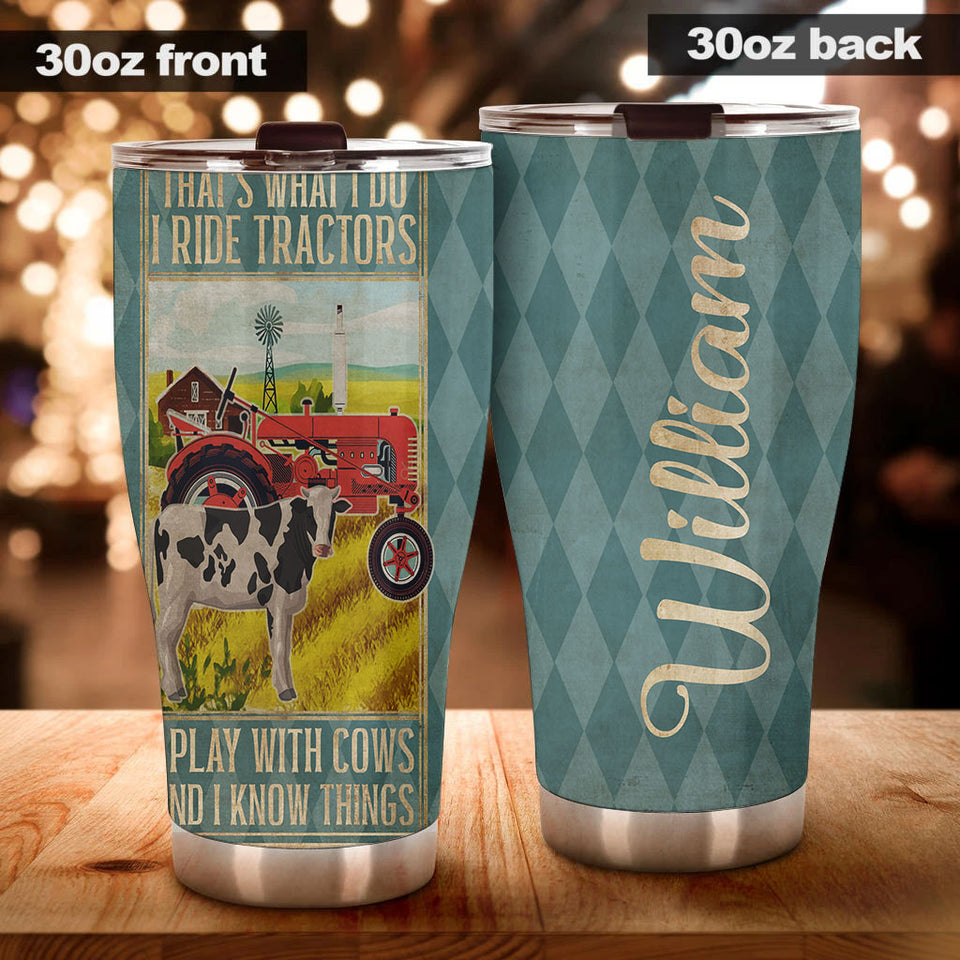 Personalized That's What I Do Ride Tractors Farming Stainless - General Tumbler view #4