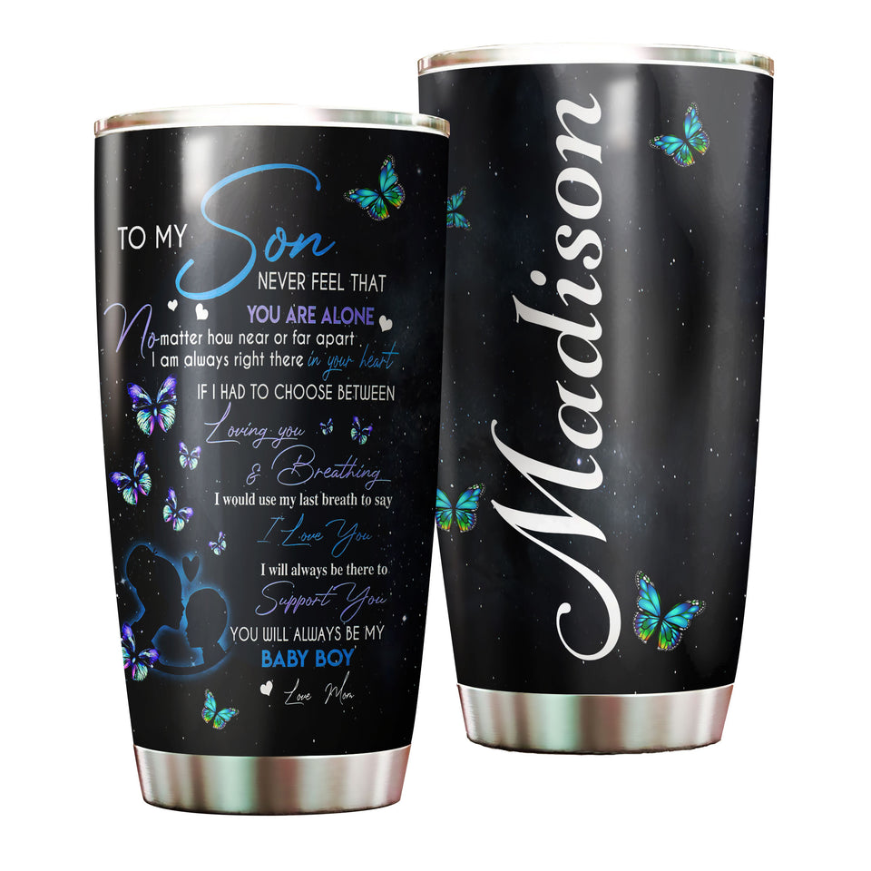 Camellia Personalized Butterfly Jewelry To My Son Motivational Letters Stainless Steel Tumbler - Double-Walled Insulation Thermal Cup With Lid Mom Gift For Son Baby Boy