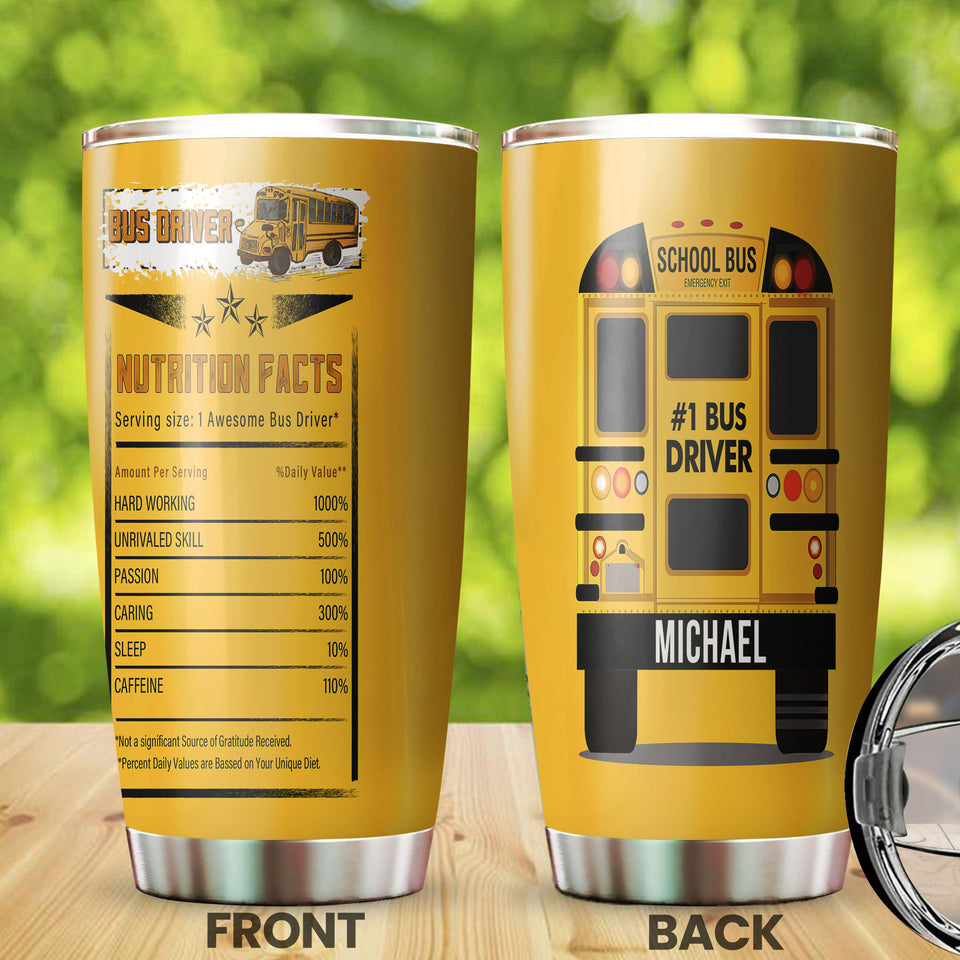 Personalized School Bus Driver Nutrition Facts Unique Diet - General Tumbler view #7