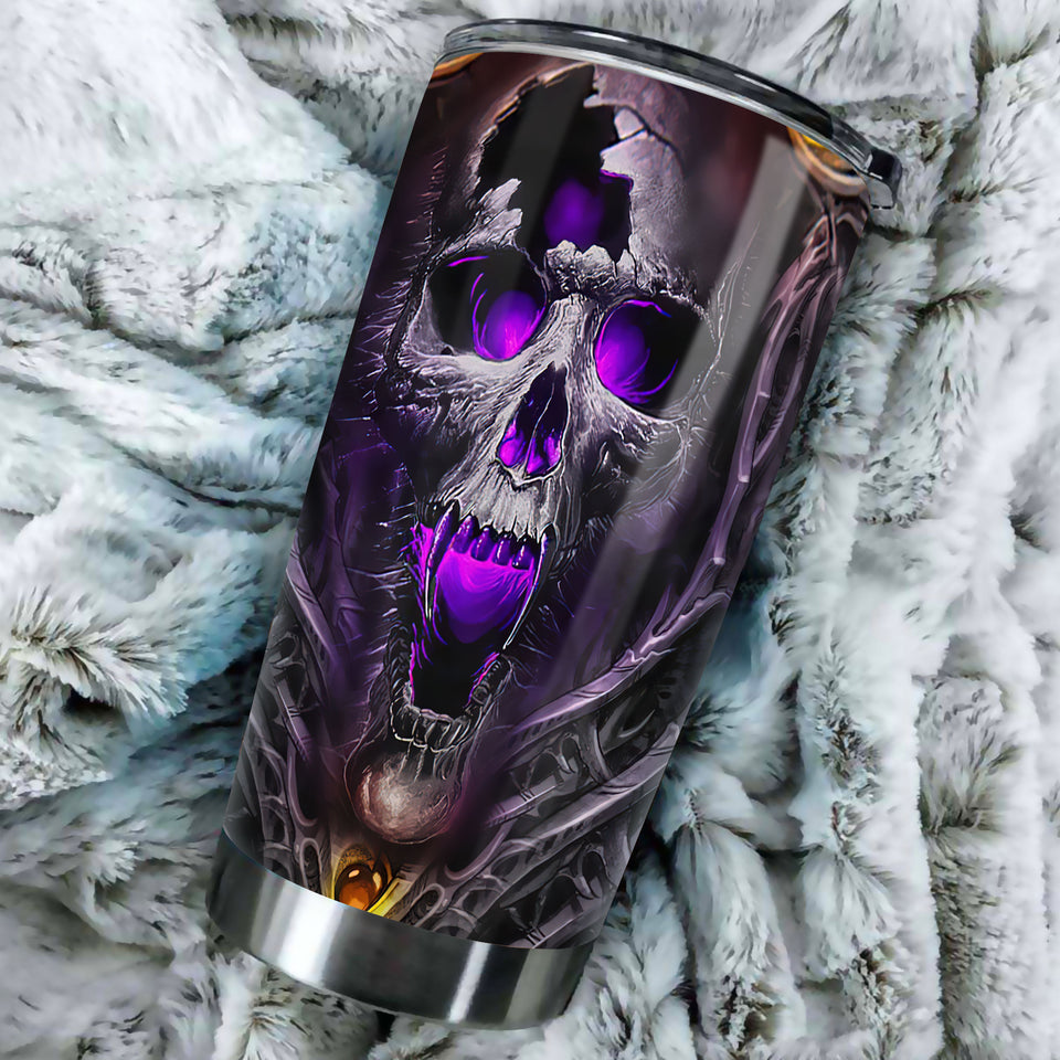 Camellia Personalized Viking Skull Graphics Stainless Steel Tumbler - Double-Walled Insulation Travel Thermal Cup With Lid Gift For Viking Lover