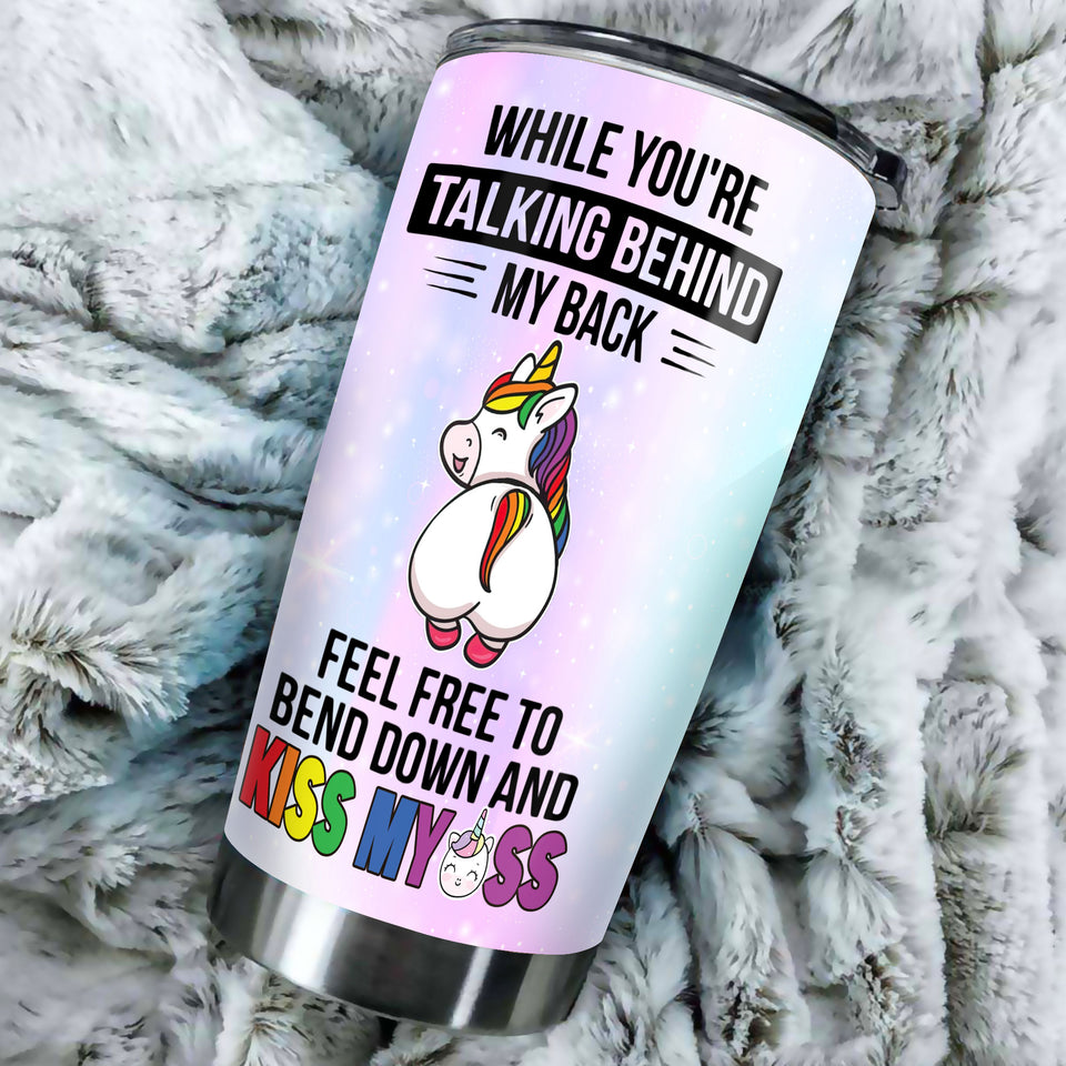 Personalized Rainbow Unicorn Feel Free to Bend Down Stainless - durable hot & cold beverage tumbler view #3
