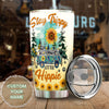 Camellia Personalized Sunflower Stay Trippy Little Hippie Stainless Steel Tumbler - Double-Walled Insulation Travel Thermal Cup With Lid Gift For Hippie Hipster