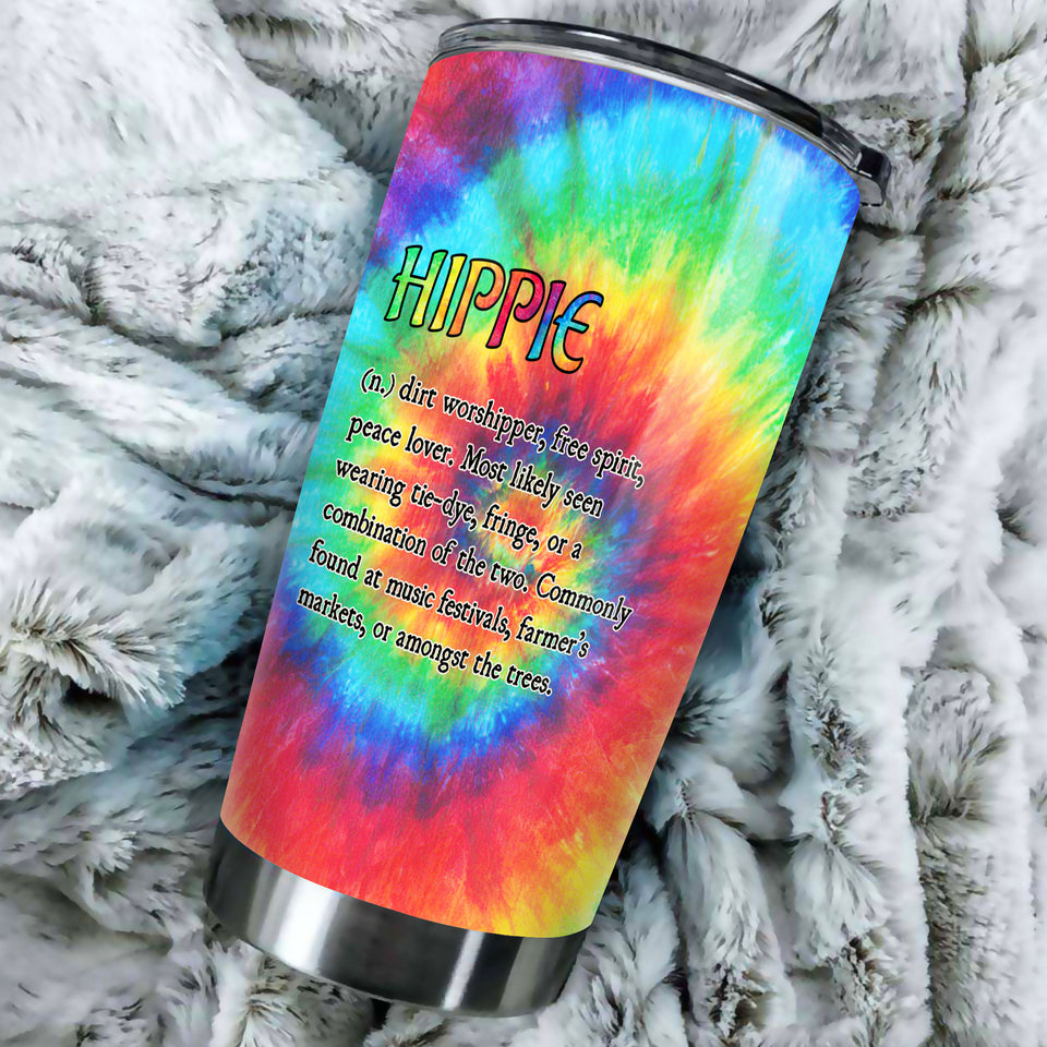 Personalized Colorful Hippie Definition Free Spirit Peace Lover - durable hot & cold beverage tumbler view #3