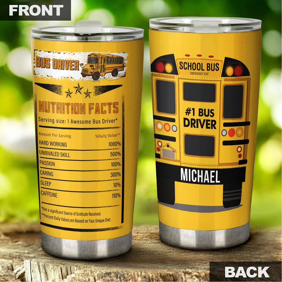 Personalized School Bus Driver Nutrition Facts Unique Diet - General Tumbler view #5