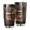 Camellia Personalized Library Books Graphic Stainless Steel Tumbler - Double-Walled Insulation Thermal Cup With Lid Gift For Nerd Reader Librarian