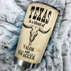 Camellia Personalized Longhorn Texas Blend Of Valor And Swagger Stainless Steel Tumbler - Double-Walled Insulation Travel Thermal Cup With Lid Gift For Texas Cowboy American