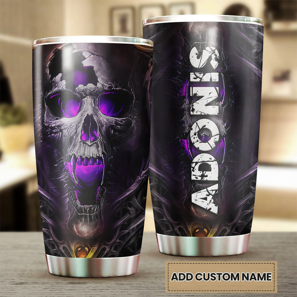 Camellia Personalized Viking Skull Graphics Stainless Steel Tumbler - Double-Walled Insulation Travel Thermal Cup With Lid Gift For Viking Lover