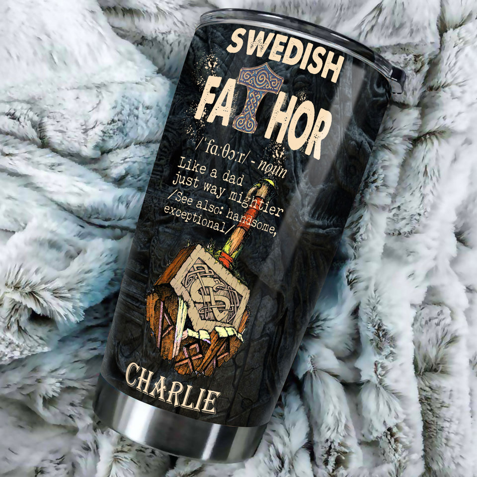 Camellia Personalized Swedish Fathor Definition Way Mightier Viking Nutrition Facts Stainless Steel Tumbler - Double-Walled Insulation Travel Thermal Cup With Lid Gift For Father's Day