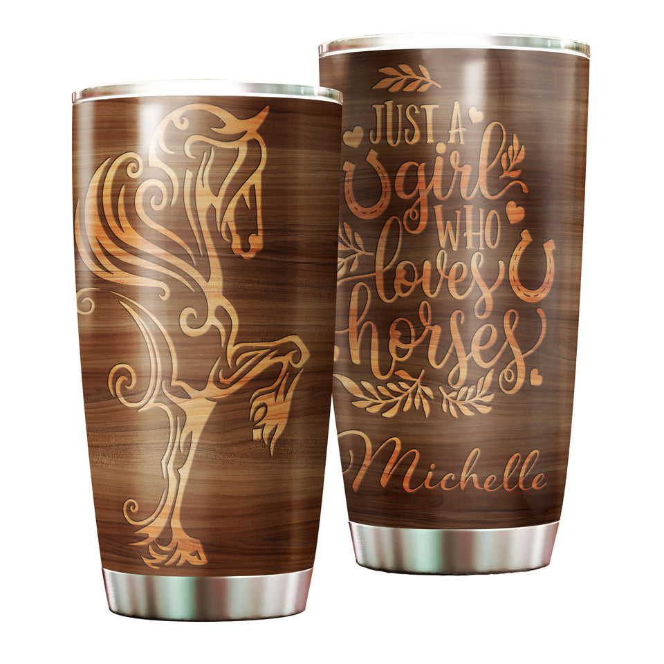 Camellia Personalized A Girl Who Loves Horses Stainless Steel Tumbler - Double-Walled Insulation Thermal Cup With Lid Gift For Horse Lover