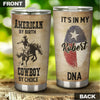 Camellia Personalized It's In My DNA Texas Cowboy By Choice American Stainless Steel Tumbler - Double-Walled Insulation Travel Thermal Cup With Lid Gift For Texas Cowboy