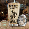 Camellia Personalized It's In My DNA Texas Cowboy By Choice American Stainless Steel Tumbler - Double-Walled Insulation Travel Thermal Cup With Lid Gift For Texas Cowboy