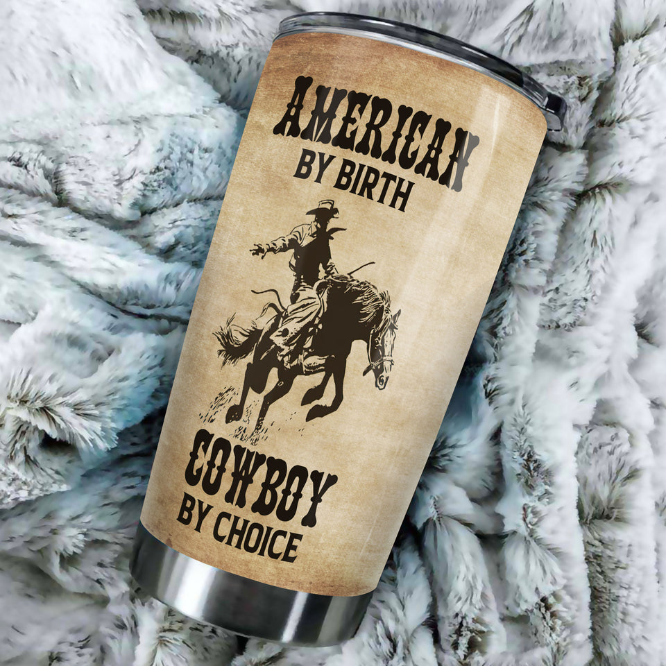Camellia Personalized It's In My DNA Texas Cowboy By Choice American Stainless Steel Tumbler - Double-Walled Insulation Travel Thermal Cup With Lid Gift For Texas Cowboy