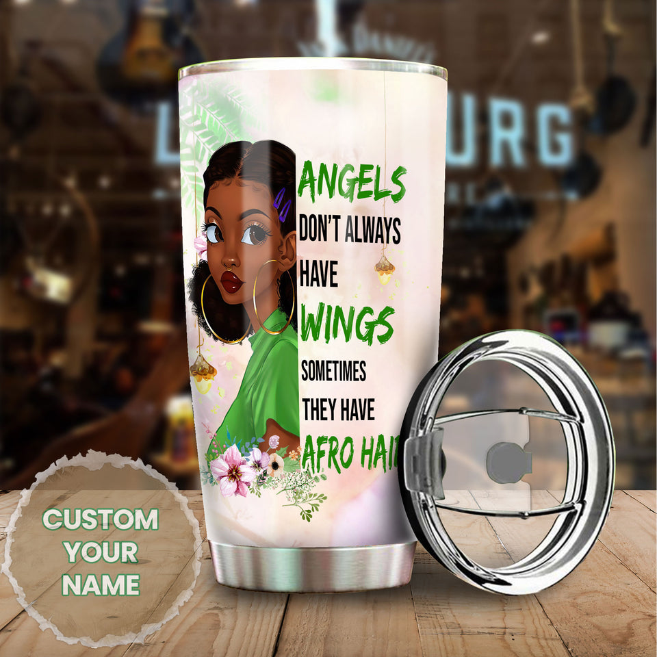 Personalized 3D Afro Hair Girl Angels Don't Always Have Wings - General Tumbler view #4
