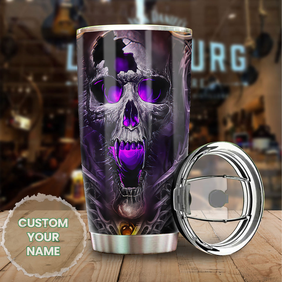 Camellia Personalized Viking Skull Graphics Stainless Steel Tumbler - Double-Walled Insulation Travel Thermal Cup With Lid Gift For Viking Lover