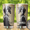 Camellia Personalized Horse Graphics Stainless Steel Tumbler - Double-Walled Insulation Travel Thermal Cup With Lid Gift For Horse Lover Barrel Racing Fan