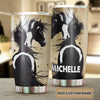Camellia Personalized Horse Graphics Stainless Steel Tumbler - Double-Walled Insulation Travel Thermal Cup With Lid Gift For Horse Lover Barrel Racing Fan