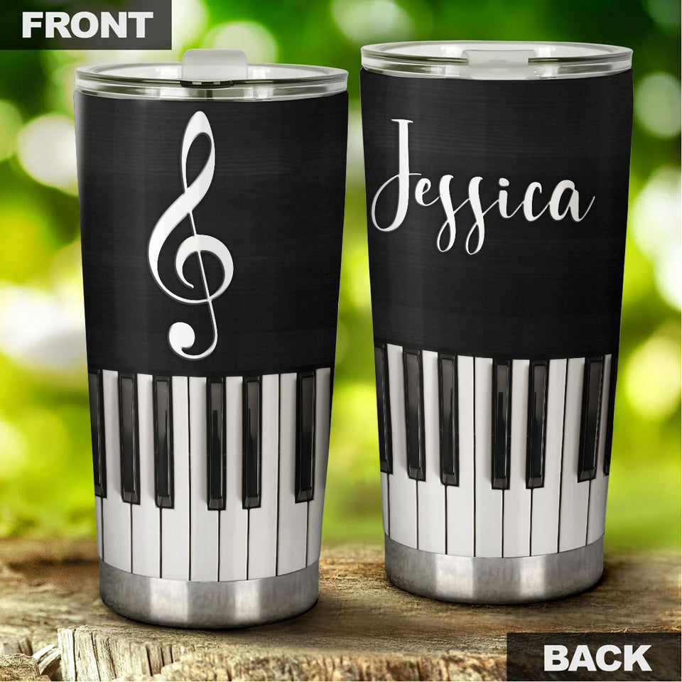 Personalized Piano Heart Music Minimalism Graphics Stainless - Music Lovers Tumbler view #5