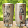 Camellia Personalized It's In My DNA Texas Cowboy By Choice American Stainless Steel Tumbler - Double-Walled Insulation Travel Thermal Cup With Lid Gift For Texas Cowboy