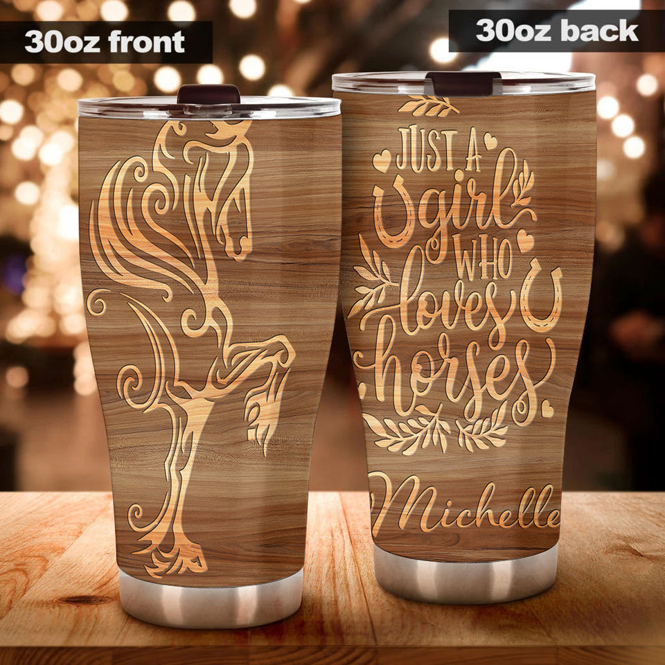 Camellia Personalized A Girl Who Loves Horses Stainless Steel Tumbler - Double-Walled Insulation Thermal Cup With Lid Gift For Horse Lover