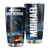 Camellia Personalized American United States Navy Veteran Army Stainless Steel Tumbler - Double-Walled Insulation Travel Thermal Cup With Lid Gift For 4th Of July Veteran Marines So