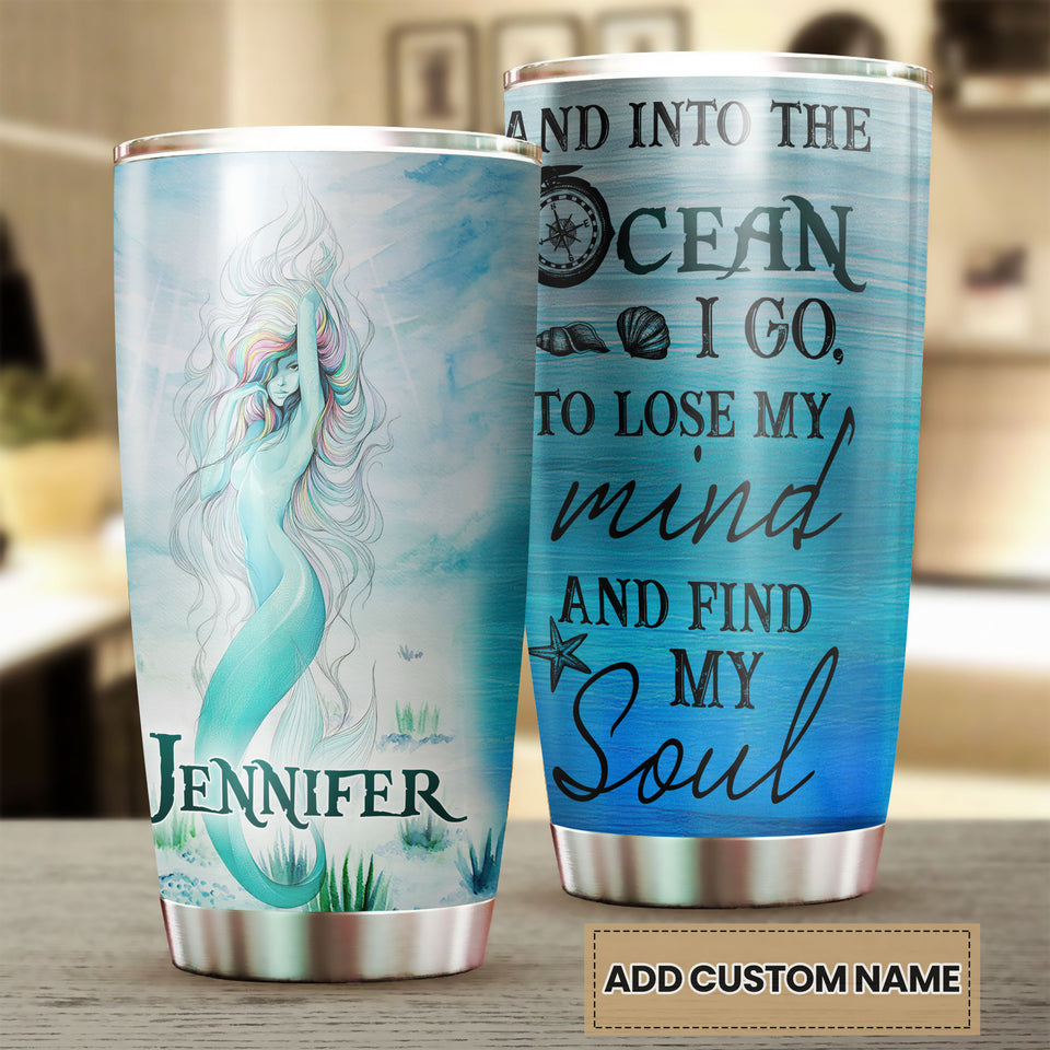 Camellia Personalized Into The Ocean Stainless Steel Tumbler - Double-Walled Insulation Travel Thermal Cup With Lid Gift For Scuba Diver Surfer