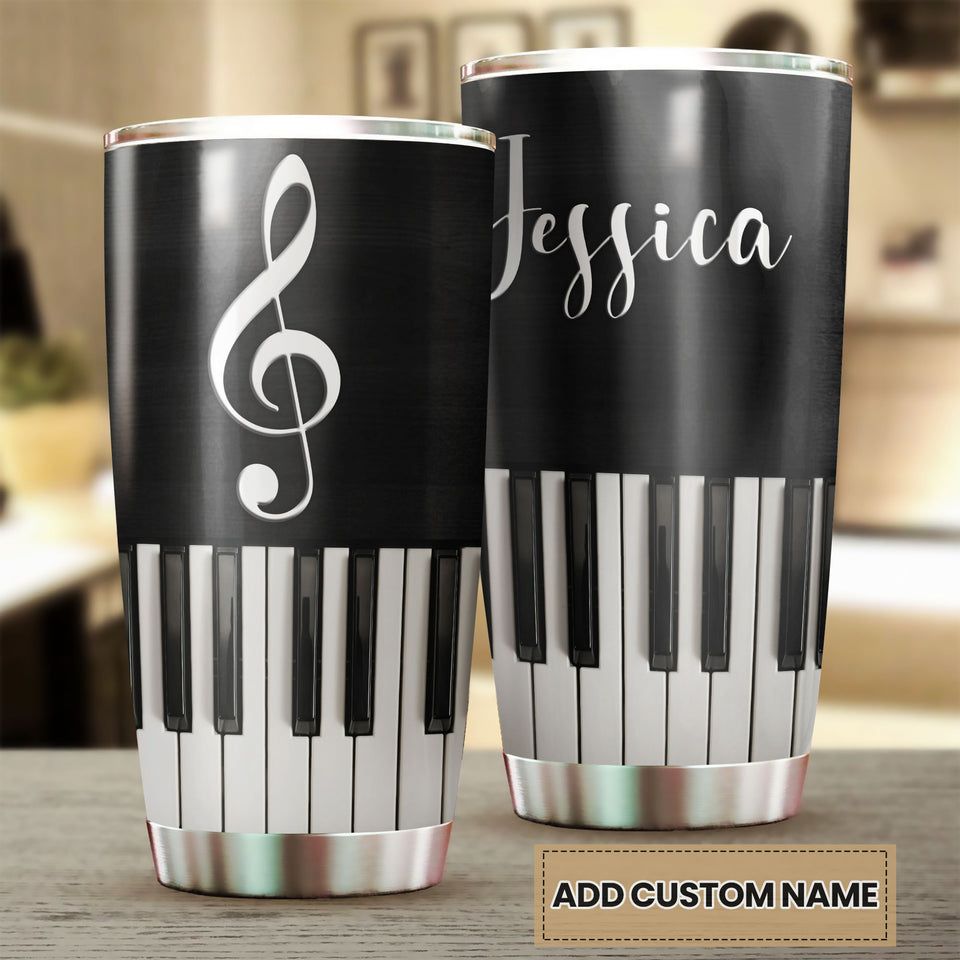 Personalized Piano Heart Music Minimalism Graphics Stainless - double-wall vacuum insulated coffee travel tumbler detail