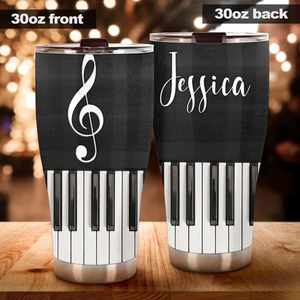 Personalized Piano Heart Music Minimalism Graphics Stainless - Music Lovers Tumbler view #4