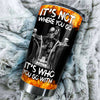 Camellia Personalized Biking Couple It's Who You Go With Skull Motorcycling Stainless Steel Tumbler - Double-Walled Insulation Thermal Cup With Lid Gift For Valentines