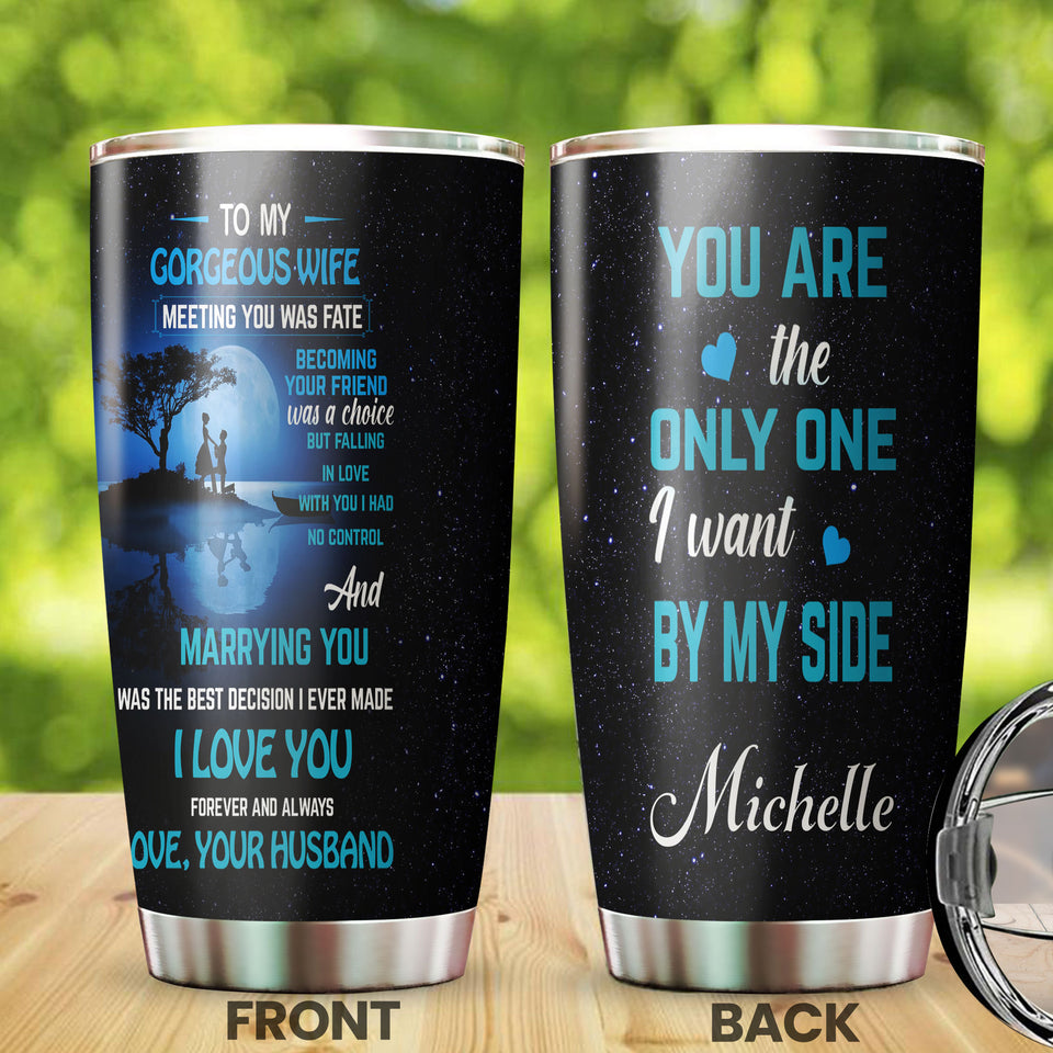 Camellia Personalized Couple To My Gorgeous Wife Love You Stainless Steel Tumbler - Double-Walled Insulation Travel Thermal Cup With Lid Gift For Valentines Day Wife