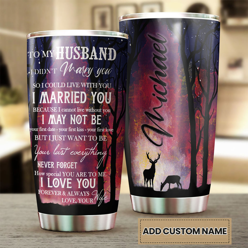 Personalized to My Husband Loving Letters Stainless Steel - double-wall vacuum insulated coffee travel tumbler detail