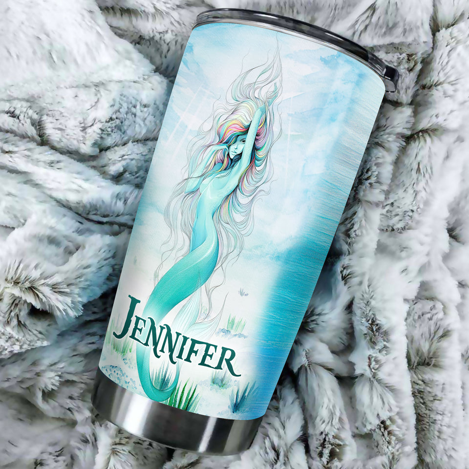 Camellia Personalized Into The Ocean Stainless Steel Tumbler - Double-Walled Insulation Travel Thermal Cup With Lid Gift For Scuba Diver Surfer