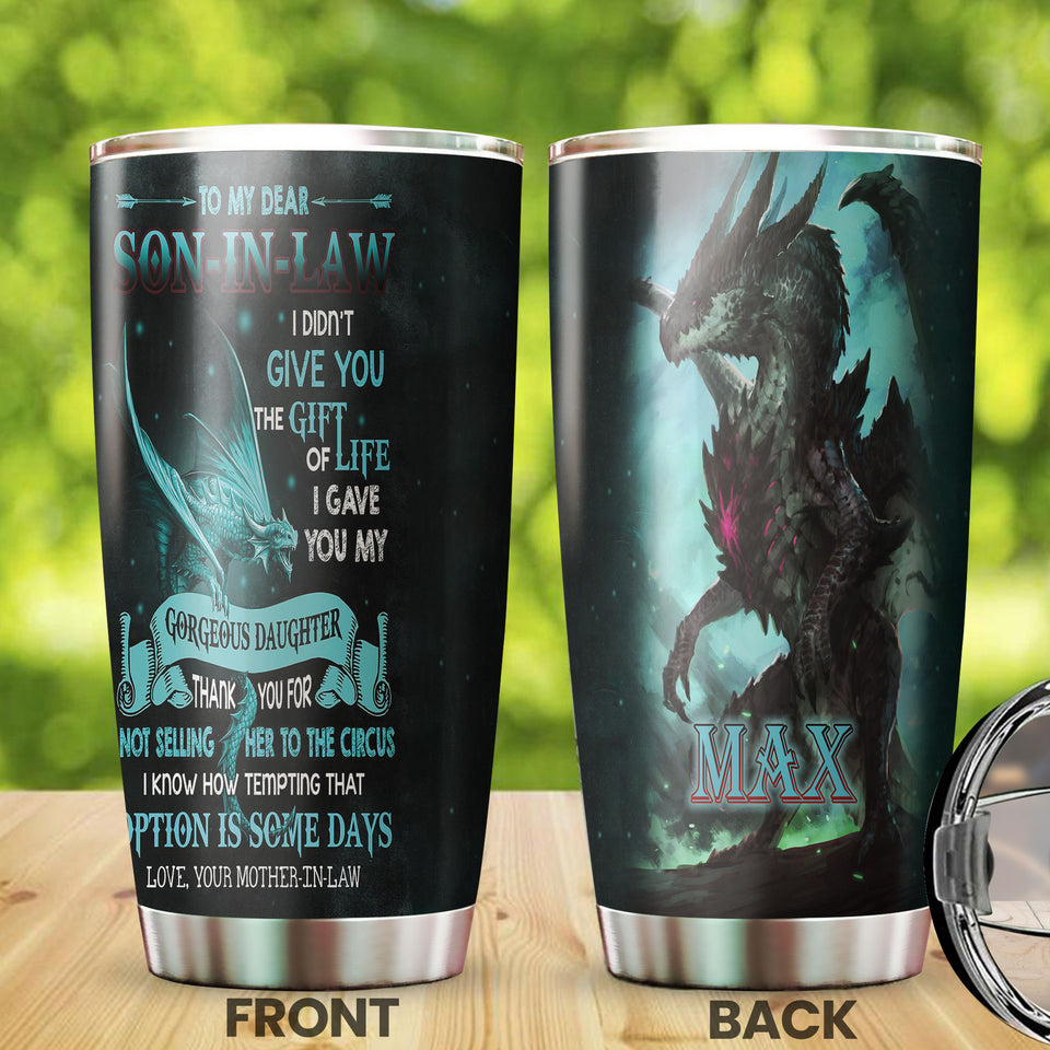 Personalized Dragon to My Dear Son in Law Stainless Steel - General Tumbler view #7