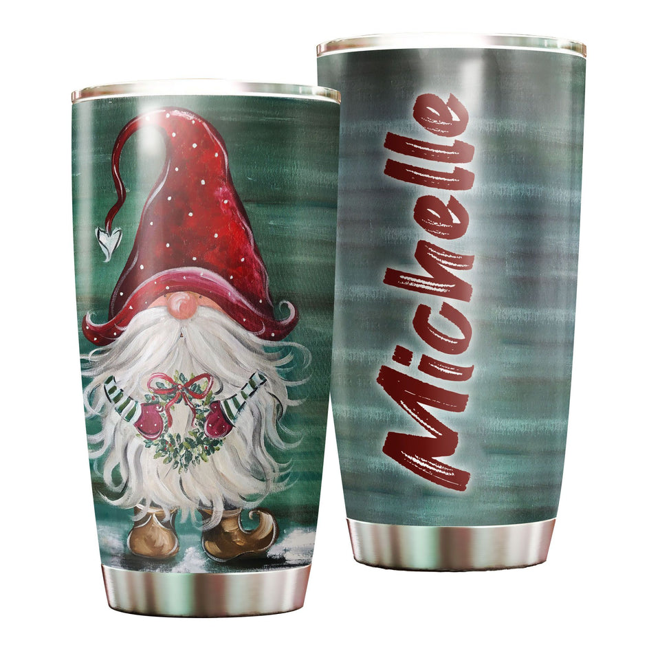 Personalized Gnomes Wearing Santa Hat Merry Christmas Stainless - General insulated stainless steel tumbler drinkware preview