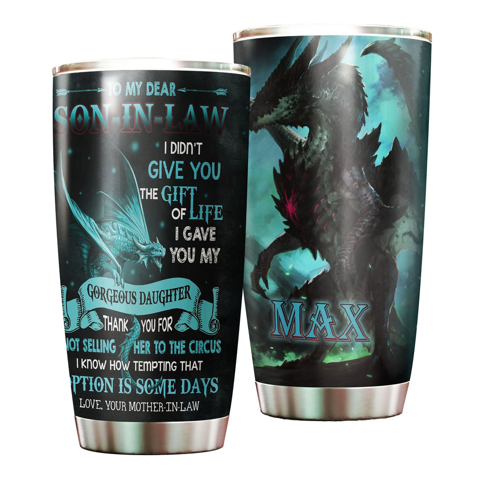 Personalized Dragon to My Dear Son in Law Stainless Steel - General insulated stainless steel tumbler drinkware preview