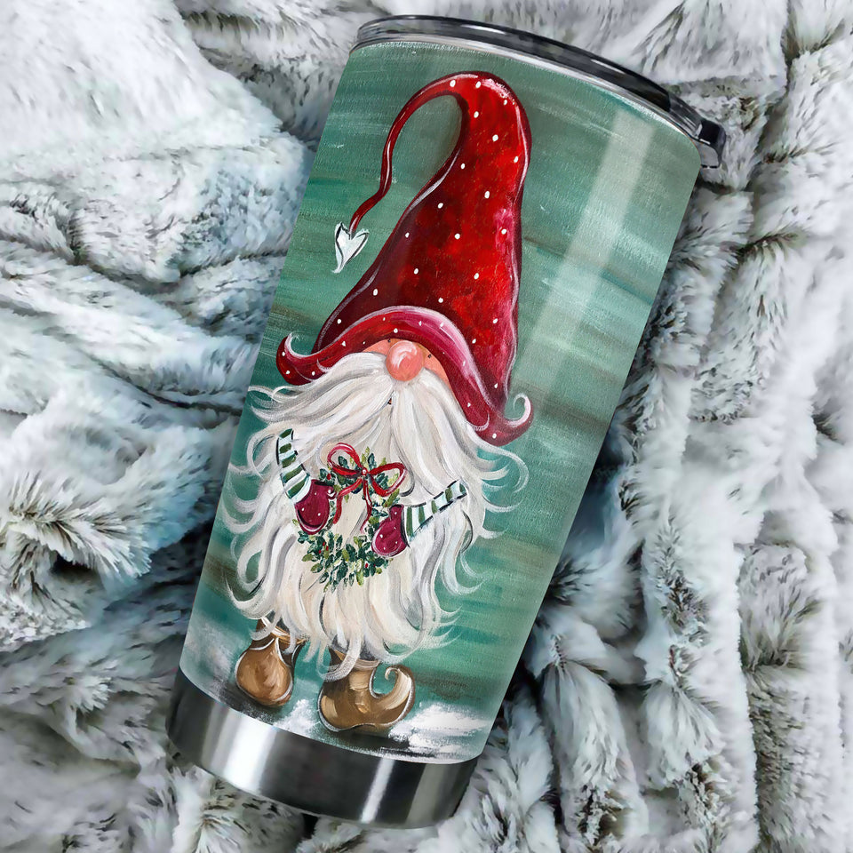 Personalized Gnomes Wearing Santa Hat Merry Christmas Stainless - durable hot & cold beverage tumbler view #3