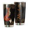 Camellia Personalized Henna Pattern Fox Vintage Stainless Steel Tumbler - Double-Walled Insulation Travel Thermal Cup With Lid Gift For Hippie Hipster