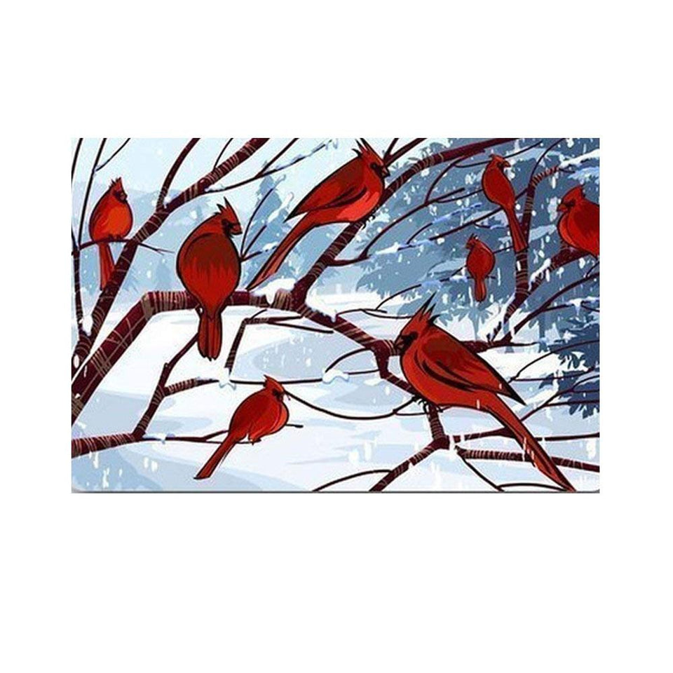 Funny Red Cardinal Bird Cute Birds Floor Rug Housewarming Gift