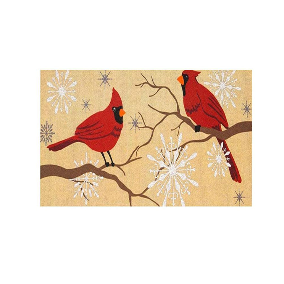 Snow Cardinal Red Bird Indoor and Outdoor Indoor Outdoor Doormat