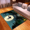 Scary Halloween the Witch Flying on the Magic Broom at Full Moon - General soft non-slip area rug for living room & home decor