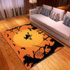 Scary Halloween the Witch Flying on the Broom Mid Night Carpet - General soft non-slip area rug for living room & home decor